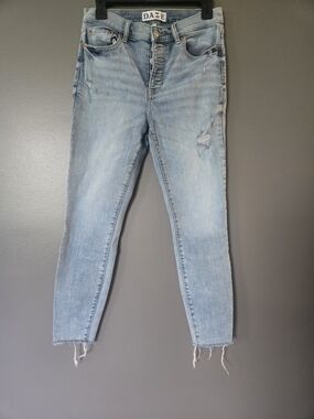 DAZE Women's Light Blue Skinny Jeans with Distressed Detail
